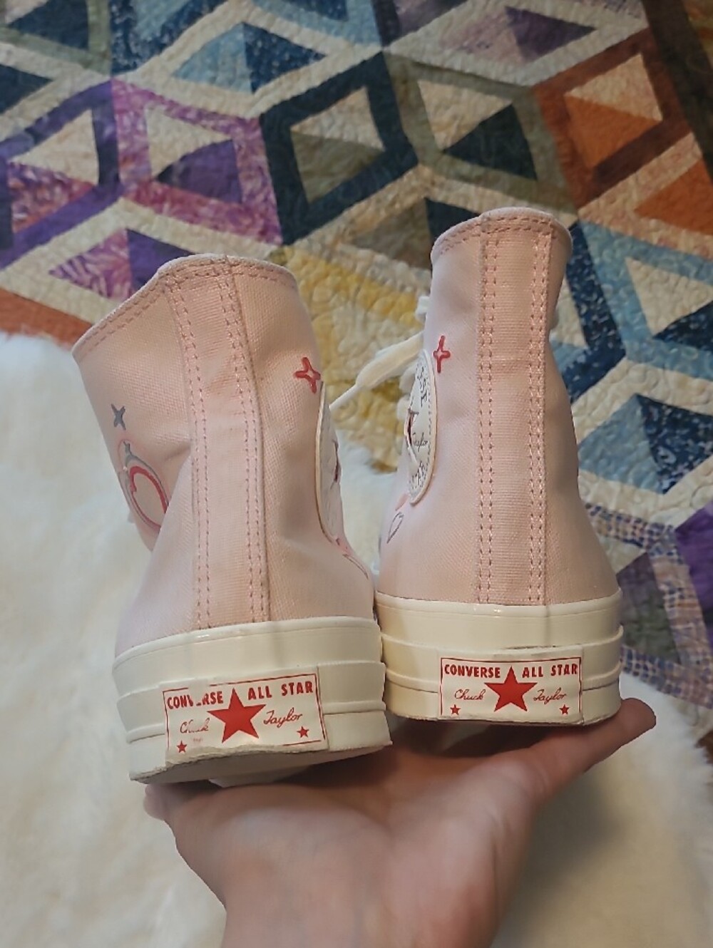 Converse High Top Chuck 70 Bling Accent Valentine Hearts Sneakers - Picture 6 of 12